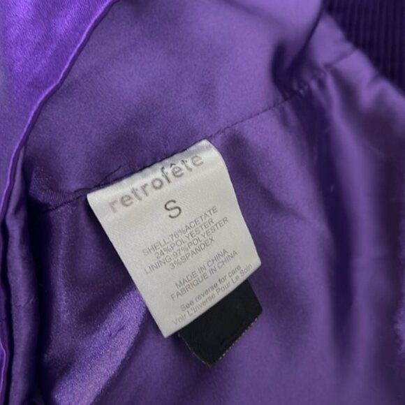 Womens retrofête Janessa Dress Purple Size small 4 square neck satin club short - Picture 4 of 4